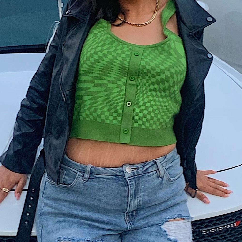 LIME GREEN HYPNOTIC PATTERN TANK